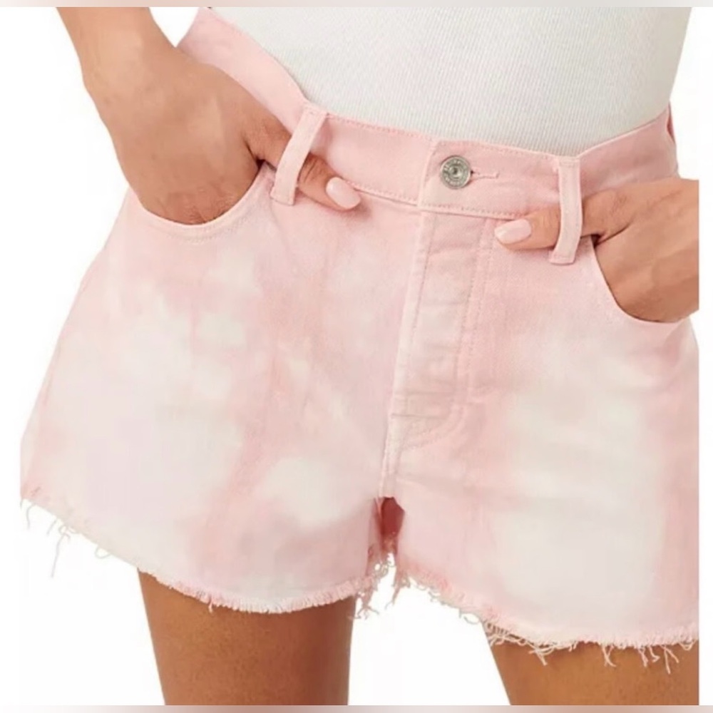 7 For All Mankind Monroe Cut off Tie dye Pink shorts
